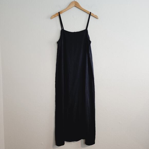 Everlane The Satin Square Neck Slip Dress 6 Black NWT Naia Acetate Midi 90s New - Picture 4 of 12